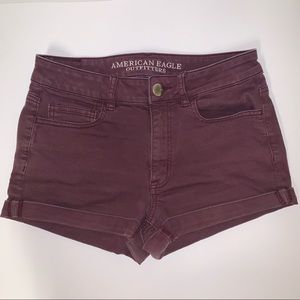 Size 6 American Eagle Burgundy Jean Shorts